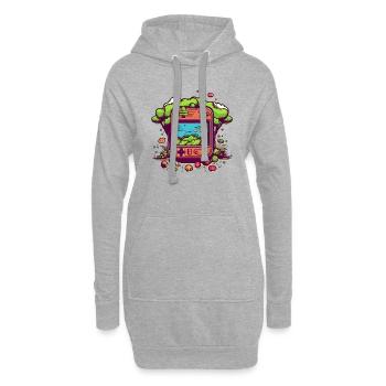 Retro-Videospiel - Hoodie-Kleid - Grau meliert - Vorne