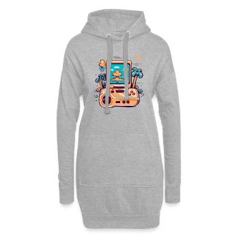 Console de jeux vidéo vintage - Sweat-shirt à capuche long Femme - gris chiné - Devant