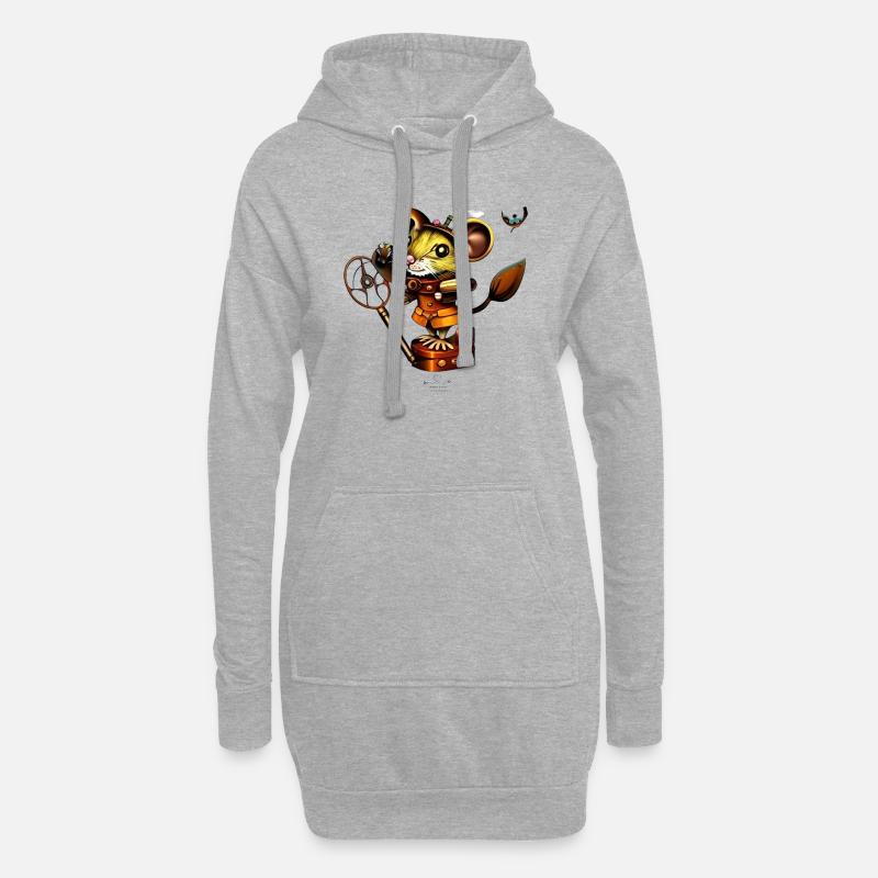 Steampunk Maus - Hoodie-Kleid - Grau meliert