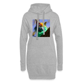 Mehrfarbige Katze auf einem Baum - Hoodie-Kleid - Grau meliert - Vorne