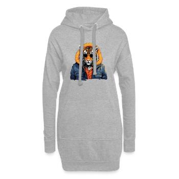 Tiger im Graffiti-Stil | Tiger-Liebhaber - Hoodie-Kleid - Grau meliert - Vorne