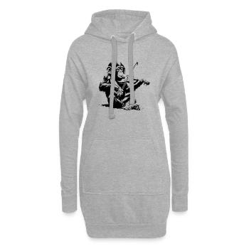Geige Violine im Affenorchester Banksy Style - Hoodie-Kleid - Grau meliert - Vorne
