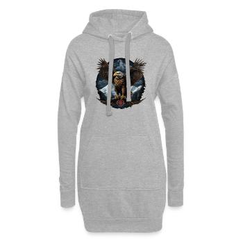 Bald Eagle Design with Mountains - Hoodie Dress - heather grey - Front