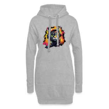 Katzen Design mit Kopfhörer für Katzen und Musik - Hoodie-Kleid - Grau meliert - Vorne