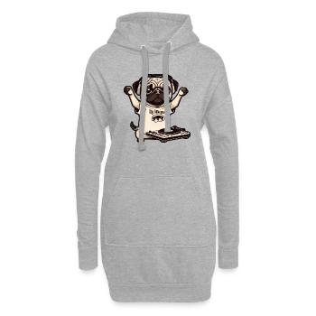 Beat Pug I DJ Mops I Musik Hund Geschenkidee - Hoodie-Kleid - Grau meliert - Vorne