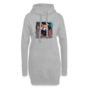 Roter panda,panda, Blumen, Malerei - Hoodie-Kleid - Grau meliert - Vorne
