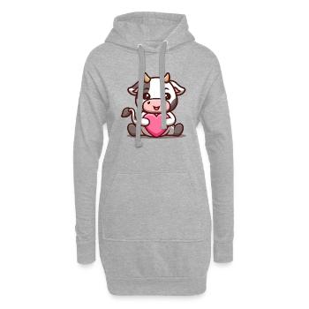 Herzige Kuh - Hoodie-Kleid - Grau meliert - Vorne