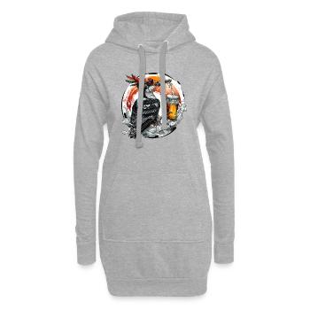 Schluckspecht - Specht im Wald trinkt Bier - Hoodie-Kleid - Grau meliert - Vorne