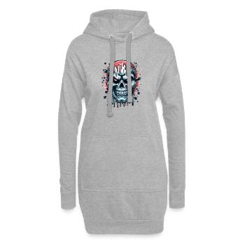 Crâne de sang - Sweat-shirt à capuche long Femme - gris chiné - Devant