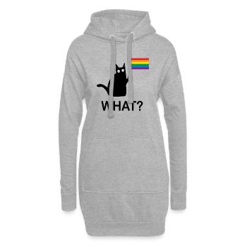 Lustige Schwarze Katze What? Gay Pride LGBT - Hoodie-Kleid - Grau meliert - Vorne