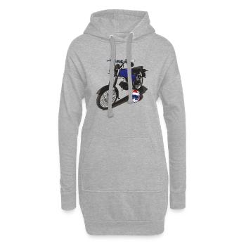 S51 (dunkelblau) // Illustration - Hoodie-Kleid - Grau meliert - Vorne