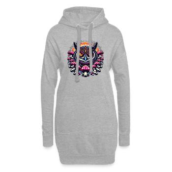 Bunte Eule mit Pilzen - Hoodie-Kleid - Grau meliert - Vorne