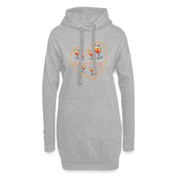 Herz, Cocktail, Orange, Herz - Hoodie-Kleid - Grau meliert - Vorne
