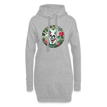 Bouledogue français - Sweat-shirt à capuche long Femme - gris chiné - Devant