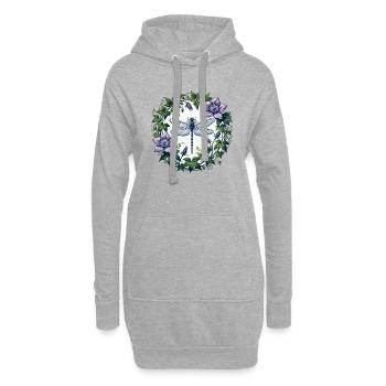 Libellule - Sweat-shirt à capuche long Femme - gris chiné - Devant