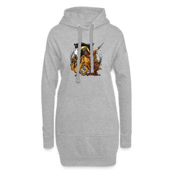 Drôle de pirate pieuvre au volant du navire. - Sweat-shirt à capuche long Femme - gris chiné - Devant