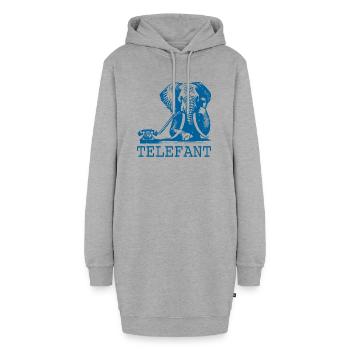 Elefant Telefant Telefon Wortspiel Büro - Hoodie-Kleid - Grau meliert - Vorne
