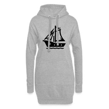 Kleines Segelboot - Hoodie-Kleid - Grau meliert - Vorne