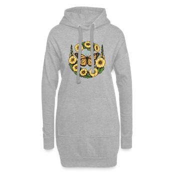 Papillon monarque - Sweat-shirt à capuche long Femme - gris chiné - Devant