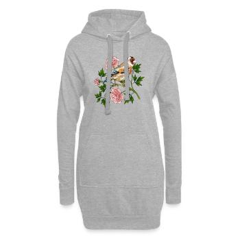 Bunter Vogel - Hoodie-Kleid - Grau meliert - Vorne