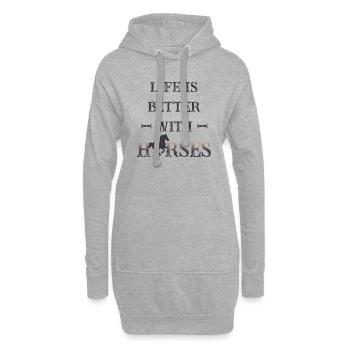 Life is better with horses - Hoodie-Kleid - Grau meliert - Vorne