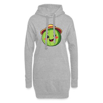 Pastèque souriante avec chapeau de soleil - Bande dessinée originale - Sweat-shirt à capuche long Femme - gris chiné - Devant