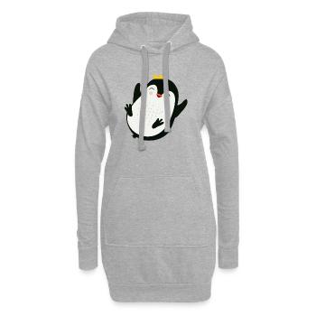 fröhlicher Pinguin mit einer goldenen Krone - Hoodie-Kleid - Grau meliert - Vorne