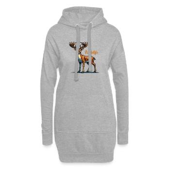 reh wildlife - Hoodie-Kleid - Grau meliert - Vorne