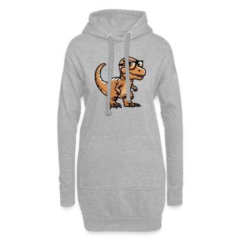 Dinosaur T-Rex Comic Cool - Hoodie Dress - heather grey - Front