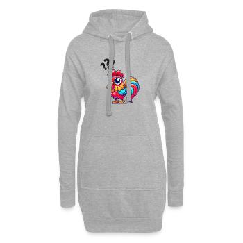 hahn gockel fragezeichen - Hoodie-Kleid - Grau meliert - Vorne