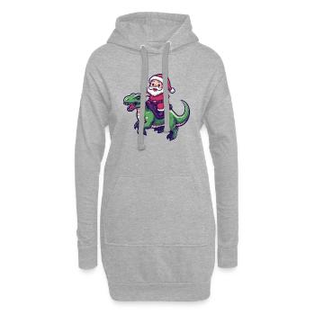 Dinosaurier T-Rex Weihnachtsmann Cartoon - Hoodie-Kleid - Grau meliert - Vorne