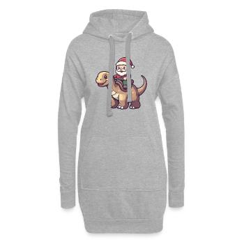Dinosaurier brontosaurus Weihnachtsmann Cartoon - Hoodie-Kleid - Grau meliert - Vorne