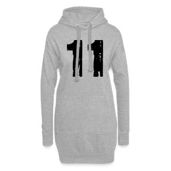 11 - Sweat-shirt à capuche long Femme - gris chiné - Devant