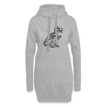 dino skelett - Hoodie-Kleid - Grau meliert - Vorne
