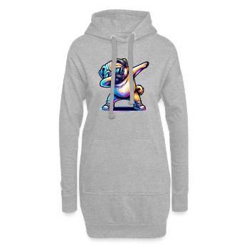 Dabbender Mops mit Sonnenbrille und Turnschuhen - Hoodie-Kleid - Grau meliert - Vorne