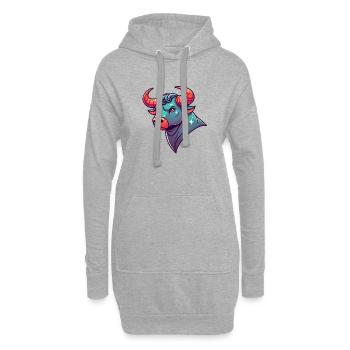 stier cartoon - Hoodie-Kleid - Grau meliert - Vorne