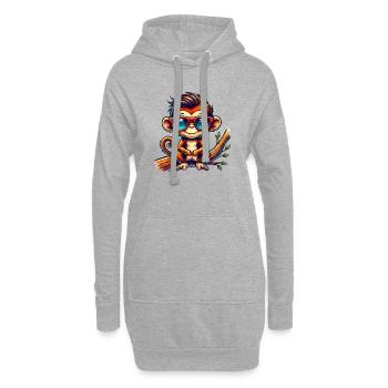 affe sonnenbrille comic - Hoodie-Kleid - Grau meliert - Vorne