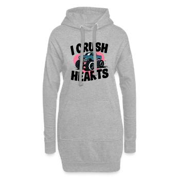 I Crush Hearts Monster Truck - Sweat-shirt à capuche long Femme - gris chiné - Devant