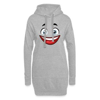 Witziges Gesicht für deine Textilien - Hoodie-Kleid - Grau meliert - Vorne