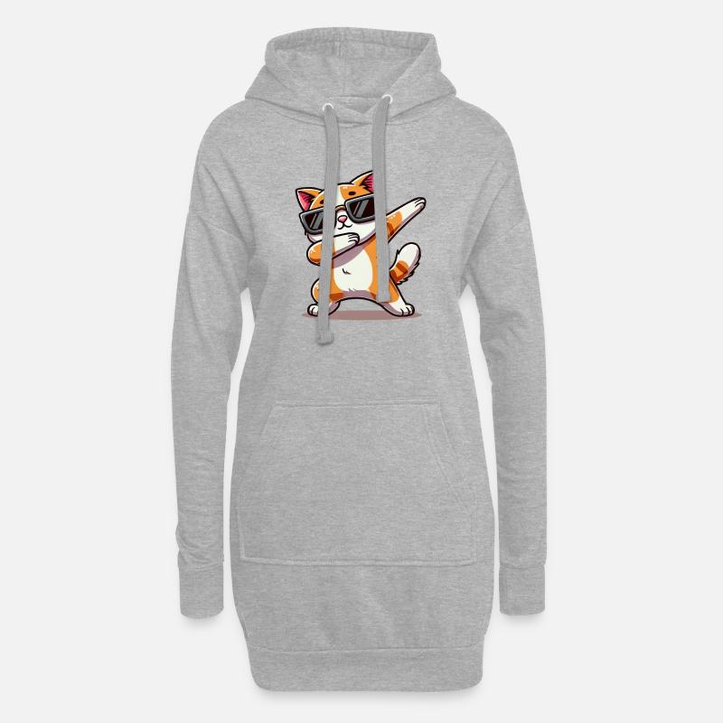 katze comic dabbing - Hoodie-Kleid - Grau meliert