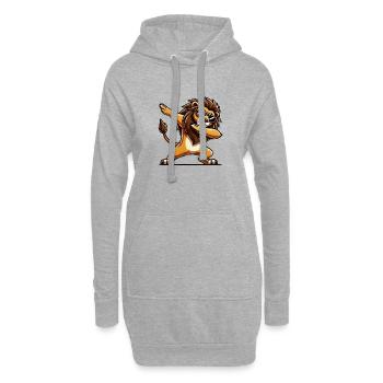 löwe comic dabbing - Hoodie-Kleid - Grau meliert - Vorne