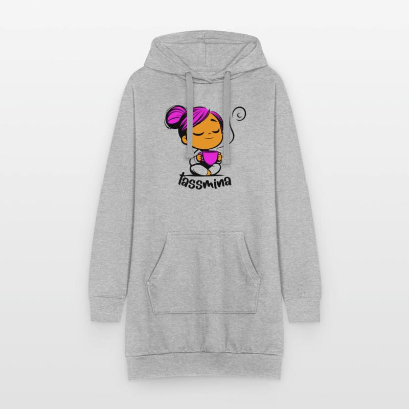 Tassmina enspannt mit einer Tasse Tee oder Kaffee Hoodie-Kleid