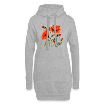 Blumen - Hoodie-Kleid - Grau meliert - Vorne