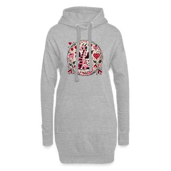 Dragon rose de la Saint-Valentin - Sweat-shirt à capuche long Femme - gris chiné - Devant