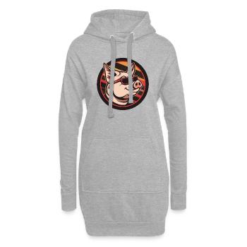Cochon Bande Dessinée Cool - Sweat-shirt à capuche long Femme - gris chiné - Devant