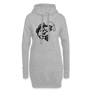 Hecht Fisch Angeln - Hoodie-Kleid - Grau meliert - Vorne