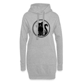 schwarze Katze - Hoodie-Kleid - Grau meliert - Vorne