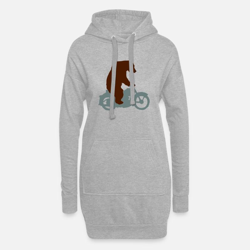 Biker Bär, Born Free, Ride Free - Hoodie-Kleid - Grau meliert