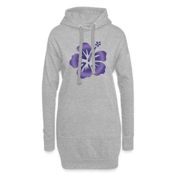 Hibiscus Bleu - Sweat-shirt à capuche long Femme - gris chiné - Devant