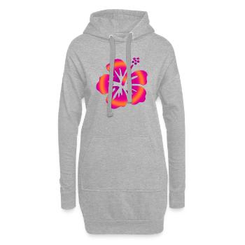 Hibiscus rose - Sweat-shirt à capuche long Femme - gris chiné - Devant